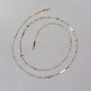 Diamantkette hellgrau mit 585 Roségold