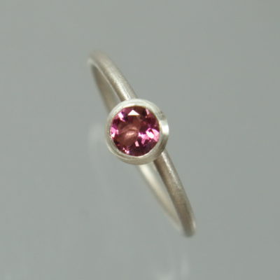 1 Stapelring 925 Silber mit rosa Turmalin