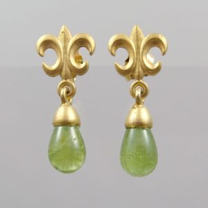 Ohrringe Peridot Pampel 925 Silber vergoldet “Fleur de Lys”