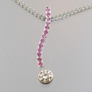 Weißgold Anhänger Brillant 0,80 ct. mit Pink Saphir   Unikat