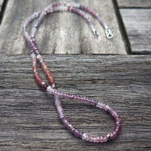 Zirkon Kette rosa lila mit  585/- Weißgold   Unikat