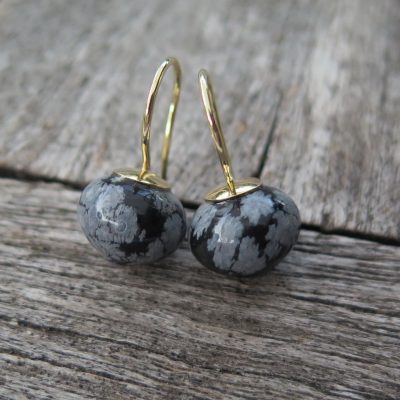 585 Gold Ohrringe Schneeflocken Obsidian Zwiebel