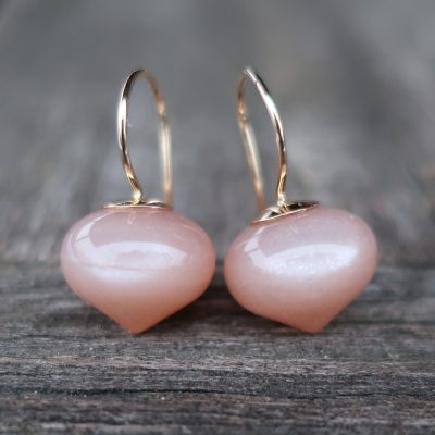 585 Gold Ohrhänger Ohrringe Mondstein Zwiebel 13 x 11 mm