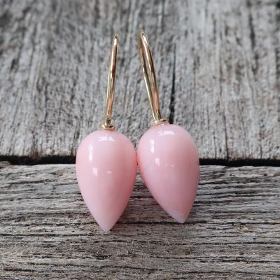 585 Gold Ohrhänger Pink Opal Pendel 13 x 8 mm